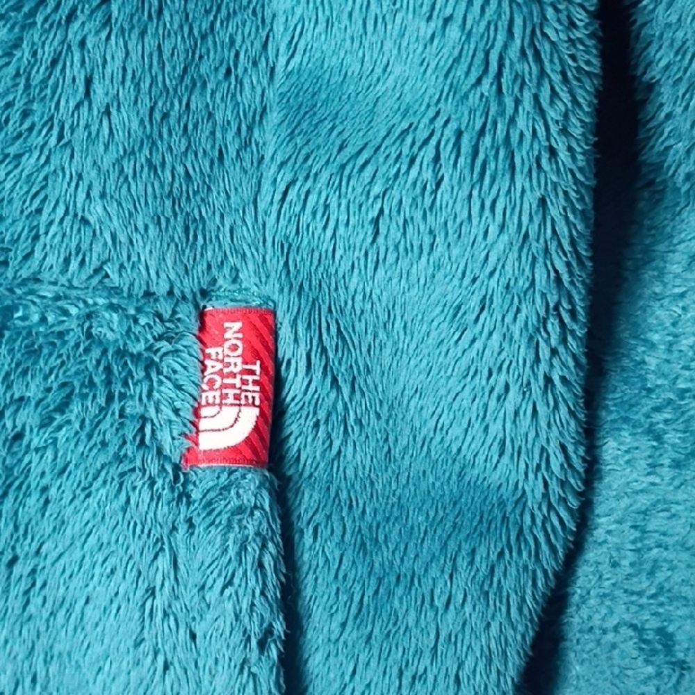 The North Face Jacket Womens small quarter-zip furry fleece pullover jacket teal - Picture 4 of 8